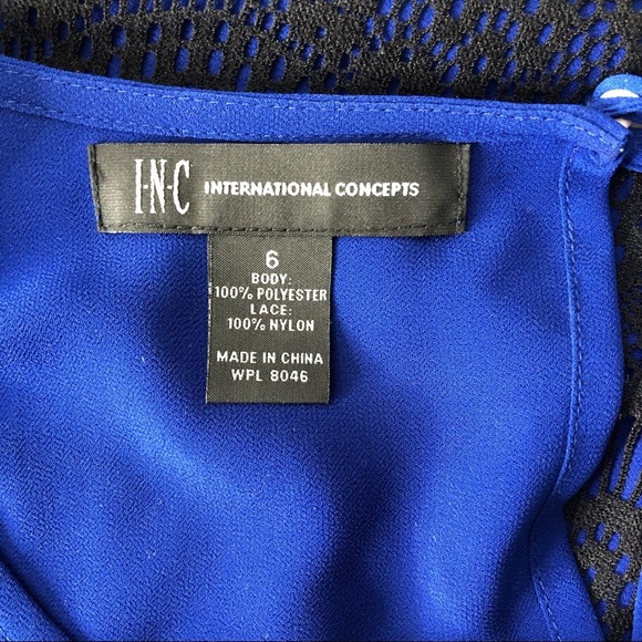 INC International Concepts Blue Black Lace Top - Picture 3 of 8